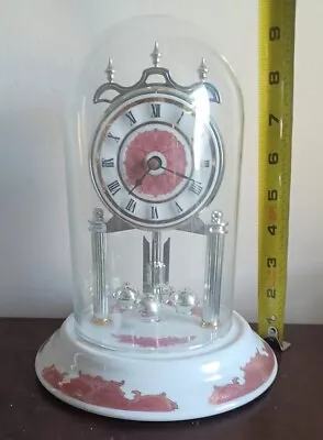 Working Porcelain Base Anniversary  Dome Clock Rotating Pendulum Mantel Shelf • $20