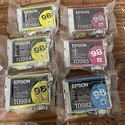 Epson 98 Genuine Ink Set T0982 T0983 T0984  High Yield Lot Of 6 • $30