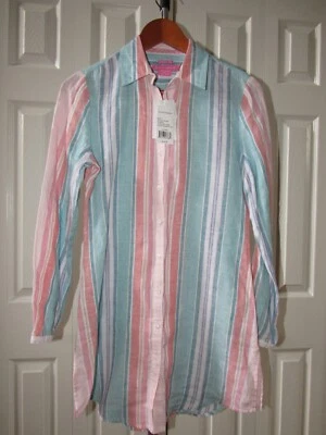 $30 • Buy NEW Island Company Stripe Linen Long Sleeve Gentleman Shirt S NWT 