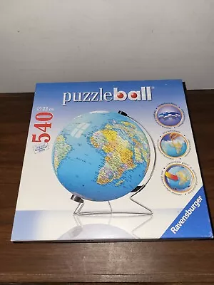 2007 Ravensburger 3D Puzzle Ball World Globe With Display Stand 540 Piece Puzzle • $9.99