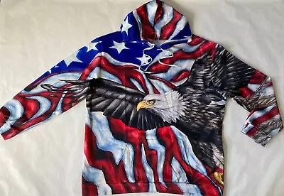 Men Spring Hoodie T Shirt  Native Indian Eagles American Flag Size XL - XXL • $15