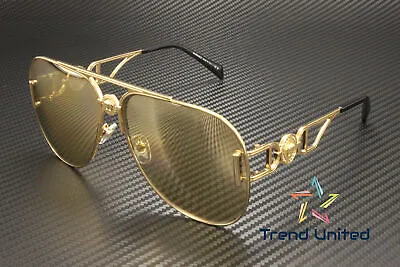 VERSACE VE2255 100203 Gold Clear Mirror Real Yellow Gold 63 Mm Unisex Sunglasses • $192.99