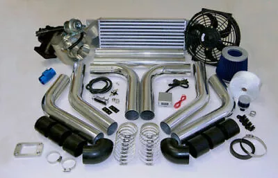 485+hp/psi Boost T3 Universal Intercooler Piping Filter Turbo Charger Kit Fan • $763.40