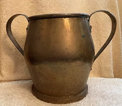 Vintage Rustic Copper 2 Handle Vase Urn Bucket 8 Inches Tall 6 Inches Diameter • $30