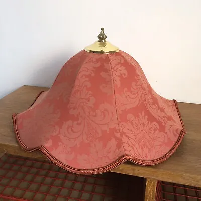 Vintage Brocade Damask Burgundy Red Uplighter Ceiling Shade Gold Accents Downton • £24.95