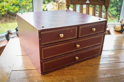 Vintage - Collectors Drawers - Map Art Storage - Crafting - Tabletop - Leather • £29.99