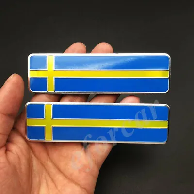 2pcs Metal Sweden Flag Car Emblem Badge Gift Saab Motorcycle Fuel Tank Sticker • $7.90