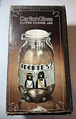 Vintage 1982 Penguin Cookie Jar With Box. By Carlton Glass Co. USA • $14