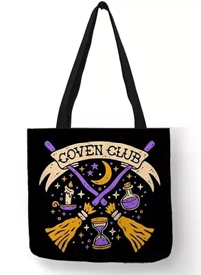 £8.99 • Buy Coven Club Witchcraft Tote Bag Shopper Goth Emo Pagan Wiccan New Age Witch 🇬🇧