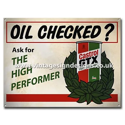 Castrol Gtx - Oil Checked? Metal Garage Sign. • $35.79