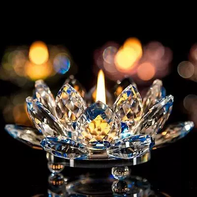 £11.99 • Buy Crystal Glass Lotus Flower Candle Holder Candlestick Home Decor Craft Tea Light