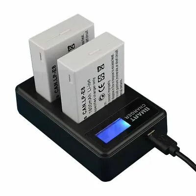 2-Pack 1800mAh LP-E8 Replacement Battery+USB Dual Charger Kit For Canon 600/700D • £21.99