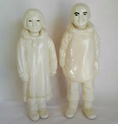 Ceramic Eskimo Mid Century AS-IS Repaired -- Native Alaskan Inuit Couple Vintage • $13.95