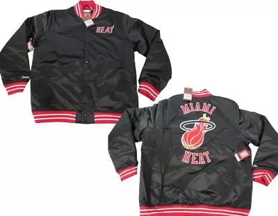 Miami Heat Mens Mens 2XL-3XL Mitchell & Ness Heavy Satin Button Snap Jacket $150 • $105.90