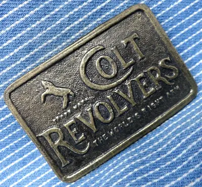 Colt Revolvers Promo Dress Belt Buckle Rampant Colt Pony Logo Vtg 80s    .BMW938 • $24.95