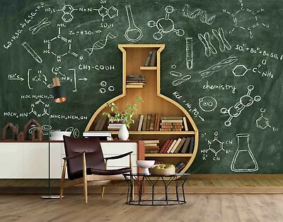 3D Blackboard Chemistry Wall Murals Wallpaper Murals Wall Sticker Wall 116 • $180.20