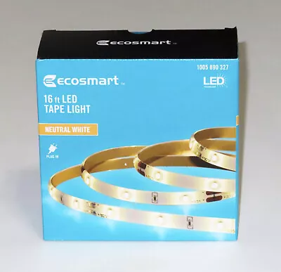 NEW Ecosmart 16' (16-ft) LED Tape Light (White 3600K) — Cuttable Direct-Plug • $22.95