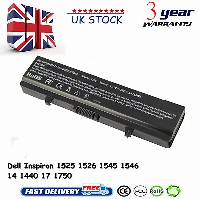 £11.99 • Buy 6/9-Cell Battery For Dell Inspiron 1525 1526 1545 1440 1750 GW240 M911G X284G 