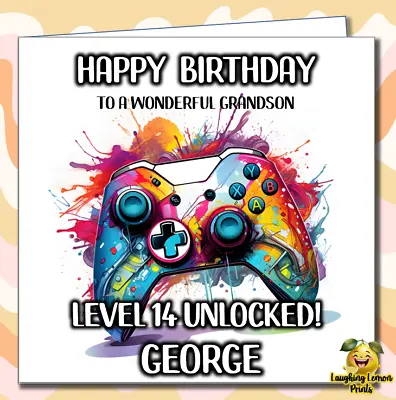 Personalised Gaming Birthday Card Gamer Teenage Son Nephew Brother Grandson /DJ • £2.99