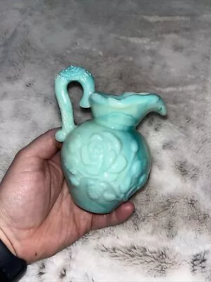 Vintage 1970's Avon Turquoise Green Milk Glass Pitcher • $5