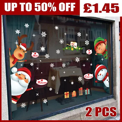 £2.90 • Buy Christmas Removable Window Stickers Xmas Santa Art Decal Wall Home Shop Decor UK