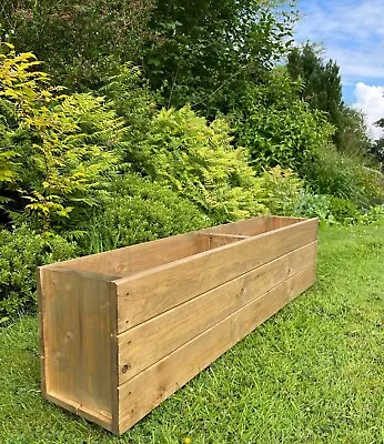 Large Wooden Planter Trough Flower Garden Herb Veg Plant Pot Basket Extra Depth • £47.99