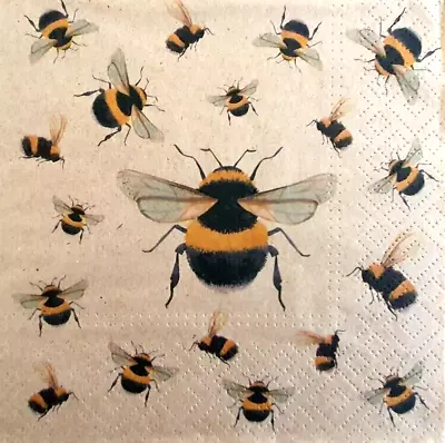 4 Lunch Paper Napkins For Decoupage Table Party Eco Craft Animals Bee Bees • £1.29