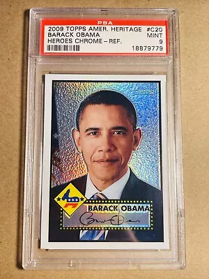 Barack Obama 2009 Topps American Heritage Chrome Refractor Rookie RC /76 PSA 9 • $1300