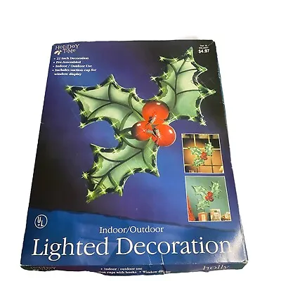 Holiday Time Lighted Holly Indoor/Outdoor 22” Christmas Decoration In Box • $29.99