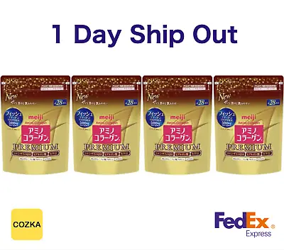 Japanese Supplement Meiji PREMIUM Amino Collagen Powder Refills 28days Set Of 4 • $121.94