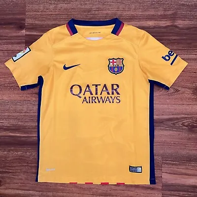 Kids Nike 2015 Authentic FC Barcelona Home Soccer Jersey Youth Size Medium • $29.99