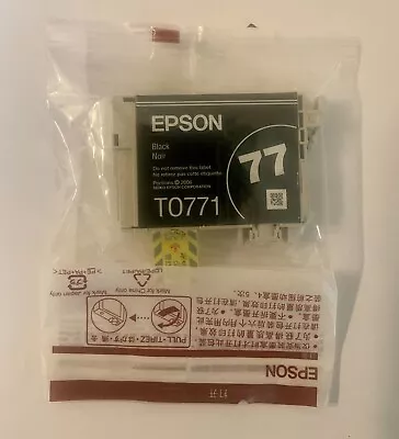 New Genuine OEM Factory Sealed Epson 77 Black Ink Cartridge T0771 • $23.99