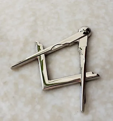 Masonic Master Mason Square & Compass Car Auto Decal Emblem Badge Silver Metal • $14.99