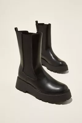 Rubi Black Vegan Leather Mid Calf Combat Boots Bnwot Sz 40 • $29