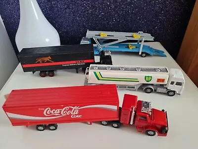 4 Corgi Trucks BP Promotional Lorries Bnib Coca Cola Lynz Transporter  1980s • £10