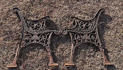 Ornate Vintage Victorian Cast Iron Garden Park Bench Side Legs Ends • $299.99