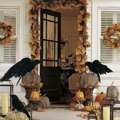 Halloween Stuffed Feather Crow Bird Black Ravens Fancy Props Dress Home Hot • £3.37
