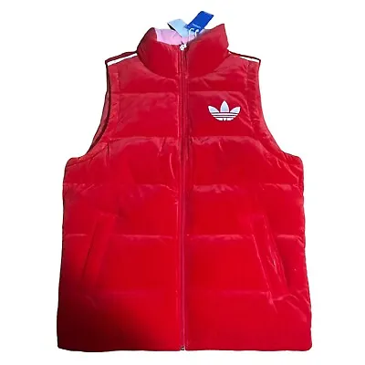 Adidas Adicolor Velvet Puffer Vest Womens Medium Scarlet  MSRP $180 NWT  • $103.99