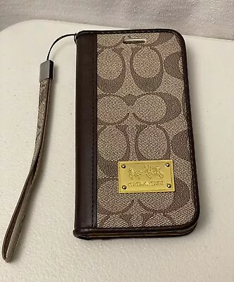 IPhone 12 Pro Case Coach Wristlet Brown Classic 3 Cc Holders • £34.74