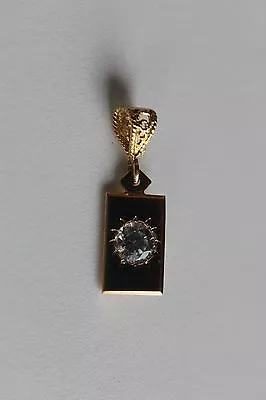 $79 • Buy Arr Turkey, 14k Yellow Gold Rectangle Pendant With Filigree Bail 5/16 X 15/16 