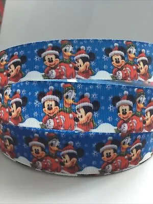 Christmas Mickey Mouse Ribbon (25mm) Width For Craft Hair Cake Deco Etc • £1.99