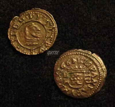 Spain 20-felipe Iv 4 Maravedis 1663 Burgos R Xc 1270 Gvf. • $30