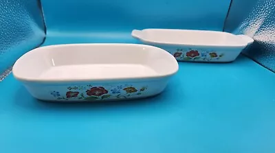 2 Vintage Oven Proof Casserole Dishes Poppy Floral Design Made In Japan • $7.99