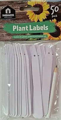 50 Plant Label White Tags Stick Garden Seed Labels Pot Tray Markers Greenhouse • £2.95