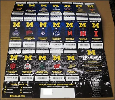 2016-17 Michigan Wolverines Full Season Tickets Uncut Sheet College Basketball • $15.99