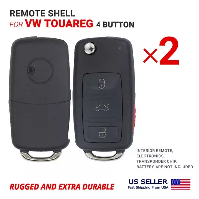 2X Flip Remote Key Shell Case For VW Touareg 4 Button High Quality • $13.95