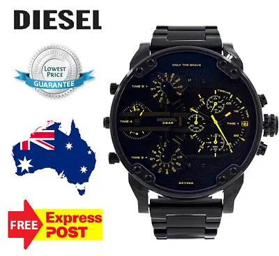 Diesel Mr Daddy 2.0 Dz7460 Black/yellow/blue/iridescent Mens Chronograph Watch • $349.99