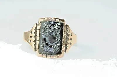 Victorian Antique Mens 14k Gold Black Cameo Ring Size 7 • $425