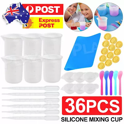 36PCS DIY Silicone Mixing Measuring Cups UV Resin Mold DIY Casting Jewelry Tool • $14.95