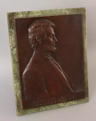 Antique Signed Victor Brenner Klaber President Abe Abraham Lincoln Bronze Plaque • $410